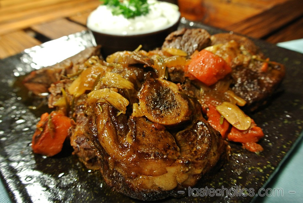 Braised Lamb Shank with Tzatziki Sauce