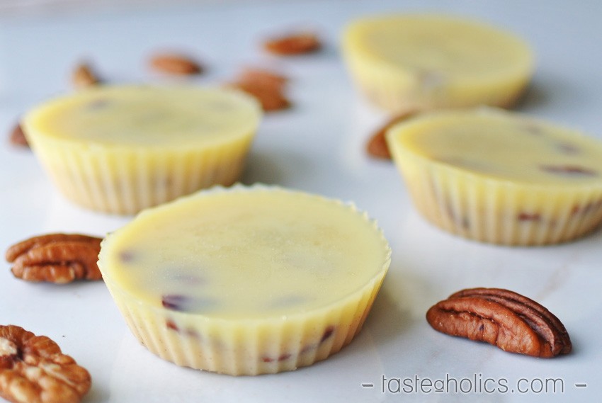 Keto White Chocolate Butter Pecan Fat Bombs