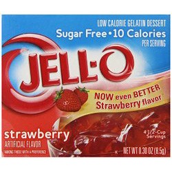 Jell-O Sugar-Free Gelatin Dessert, Strawberry, 0.3-Ounce Boxes (Pack of 6)