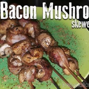 Keto Bacon Mushroom Skewers