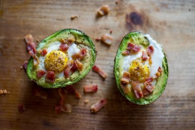 Low Carb Baked Eggs in Avocado with Bacon