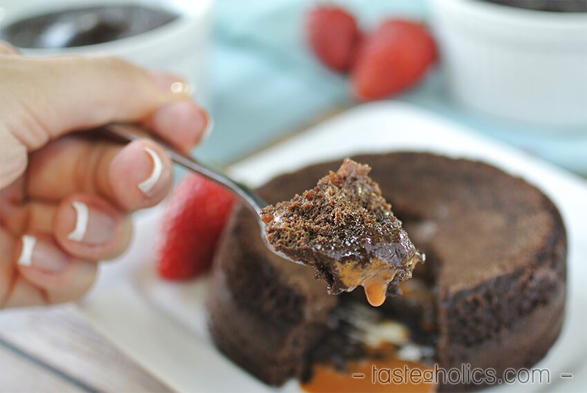 Keto Caramel Chocolate Lava Cake