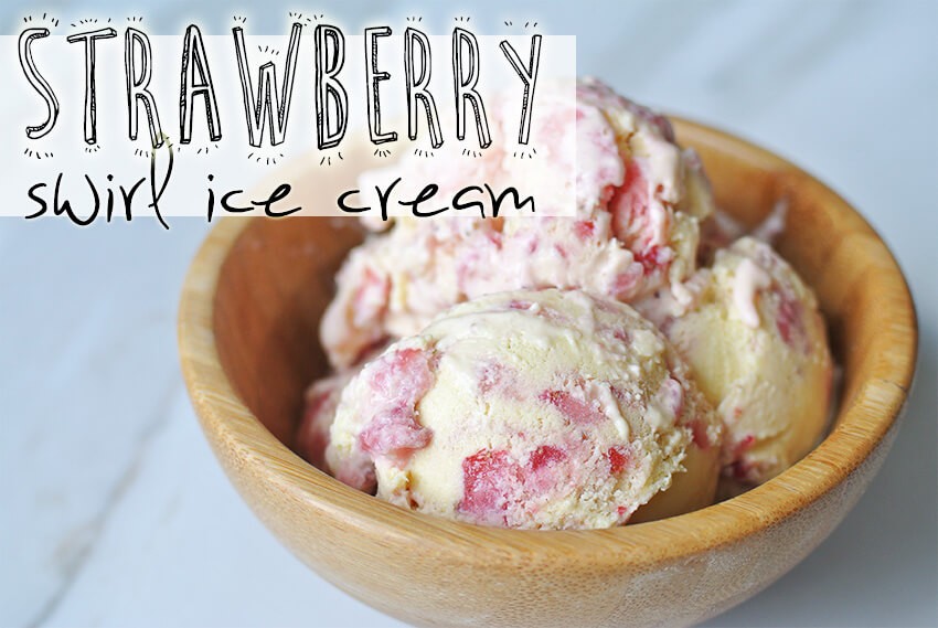 Keto Strawberry Swirl Ice Cream with graphic