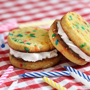Cake Batter Cookie Sandwiches