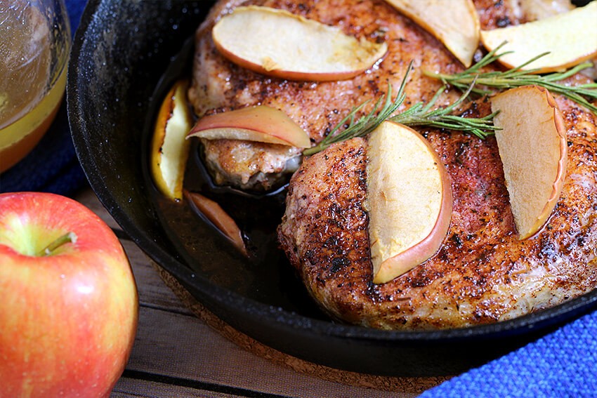 Low Carb Rosemary Apple Pork Chops