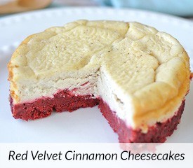 Red Velvet Cinnamon Cheesecakes