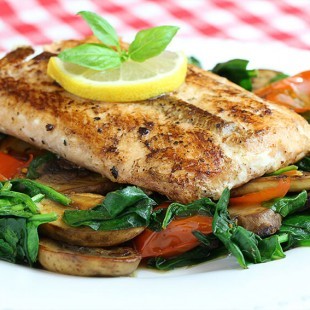 Pan Seared Salmon with Sauteed Mushrooms & Spinach - Low Carb Dinner Recipe