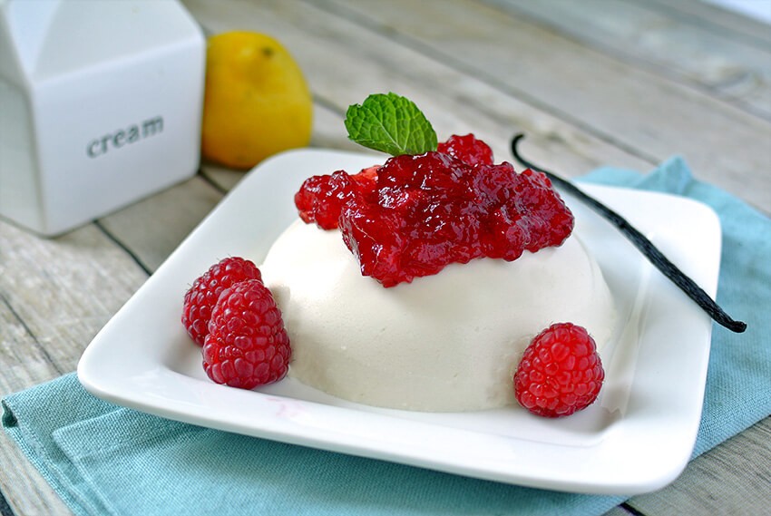 Low Carb Raspberry Lemon Panna Cotta