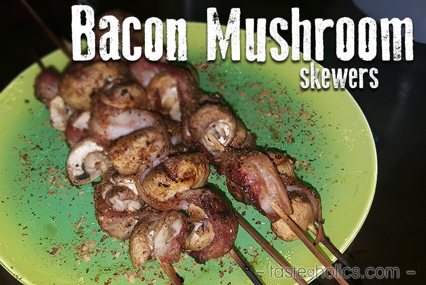 Low Carb Bacon Mushroom Skewers