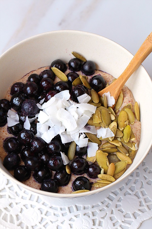 Keto coconut flour blueberry porridge