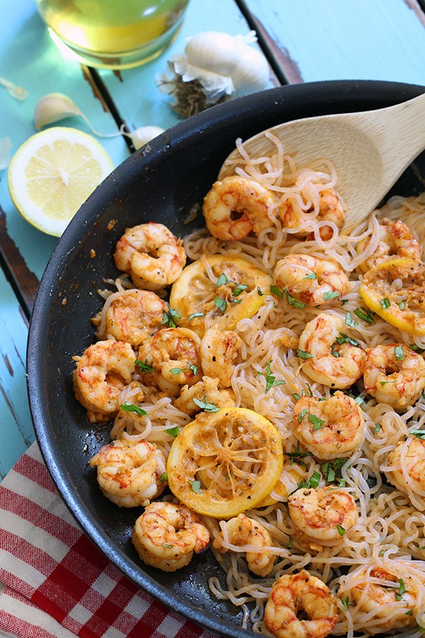 Low Carb Lemon Garlic Shrimp Pasta