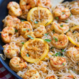 Low Carb Lemon Garlic Shrimp Pasta