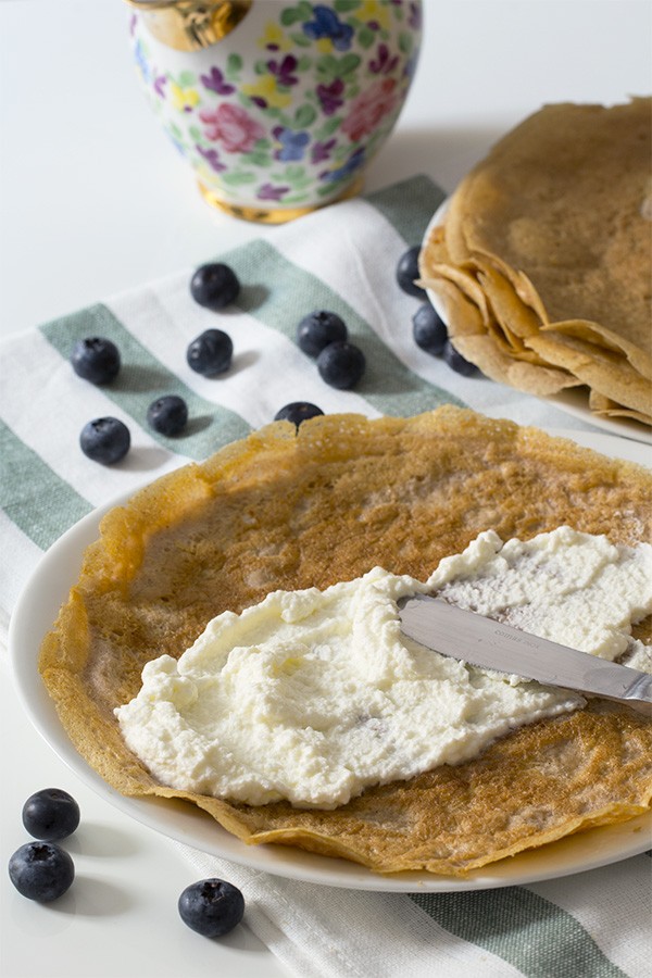 Low Carb Crepes - Blueberries and Cream