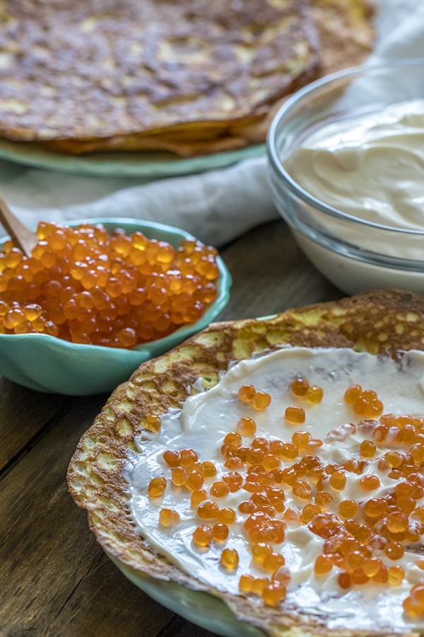 Keto Blini Style Caviar Crepes