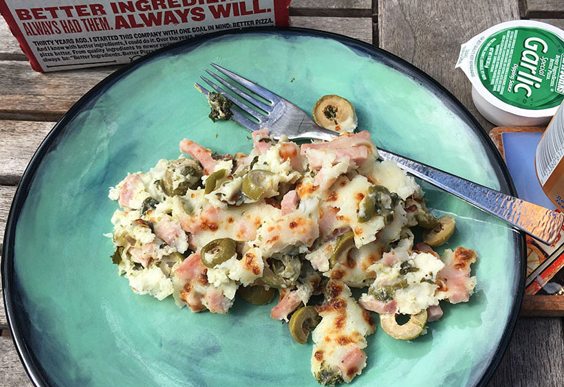 Low Carb Papa Johns Pizza - Original Crust with Canadian Bacon and Green Olives