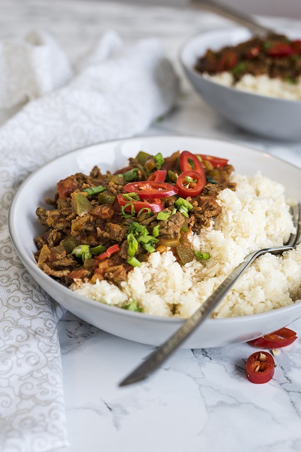 Keto Slow Cooker Chili with Cauliflower Rice