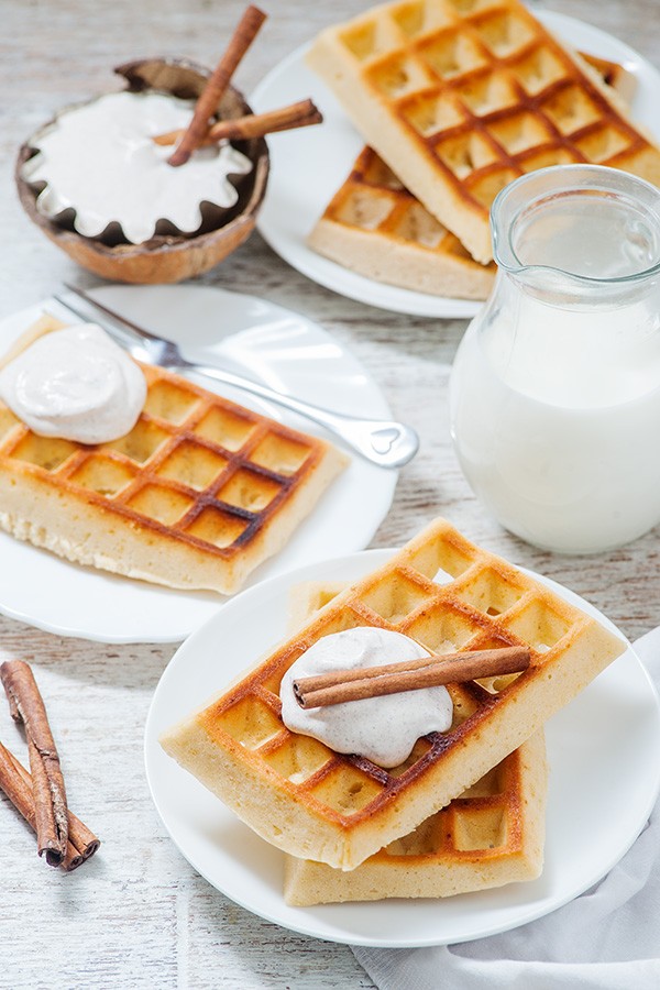 Keto Fluffy Waffles with Cinnamon Cream