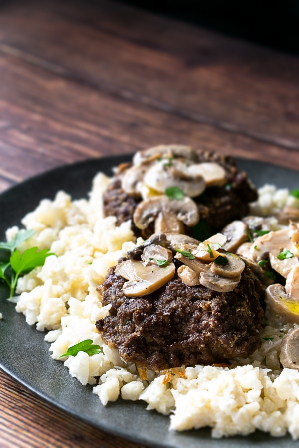 Low Carb Salisbury steak with mashed cauliflower