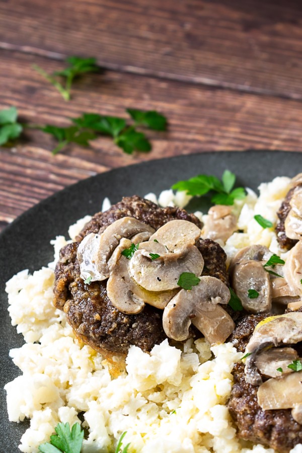 Keto Salisbury steak with mashed cauliflower