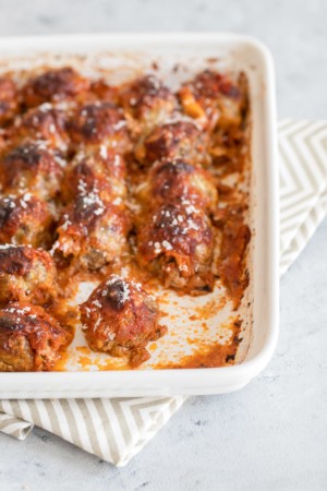 Keto Cheesy Meatball Casserole