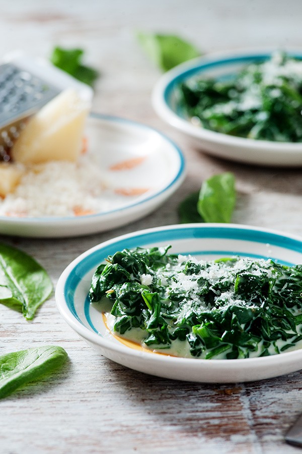Low Carb Creamed Spinach with Parmesan