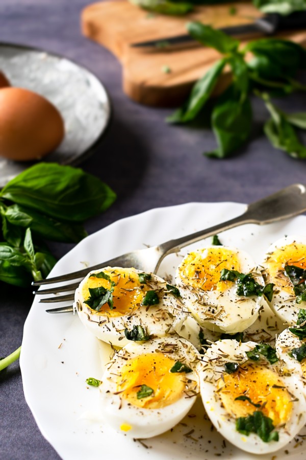 Low Carb Herby Soft-Boiled Eggs