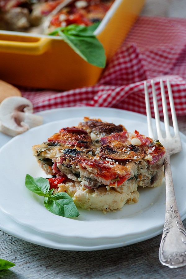 Keto Basil, Bacon and Red Pepper Frittata