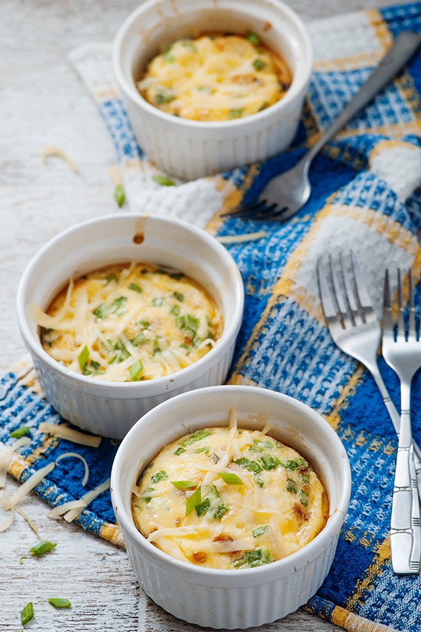 Keto Cheesy Ham and Chive Souffles