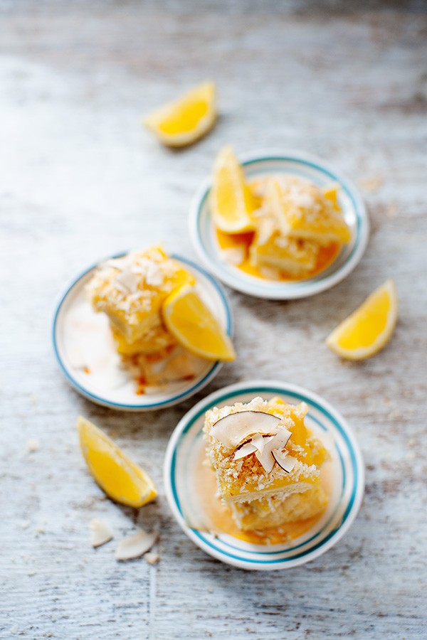 Keto Lemon and Toasted Coconut Squares