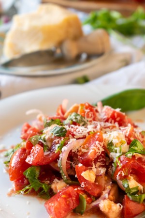 Keto Herby Tomato Salad With Fresh Parmesan