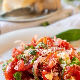 Keto Herby Tomato Salad With Fresh Parmesan