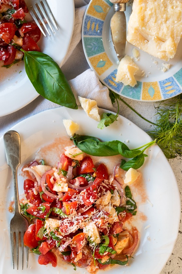 Keto Herby Tomato Salad With Fresh Parmesan