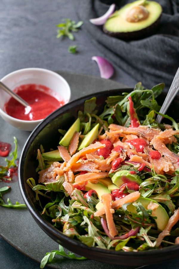 Low Carb Smoked Salmon, Arugula and Avocado Salad