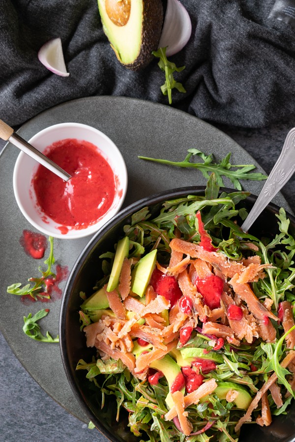 Keto Smoked Salmon, Arugula and Avocado Salad