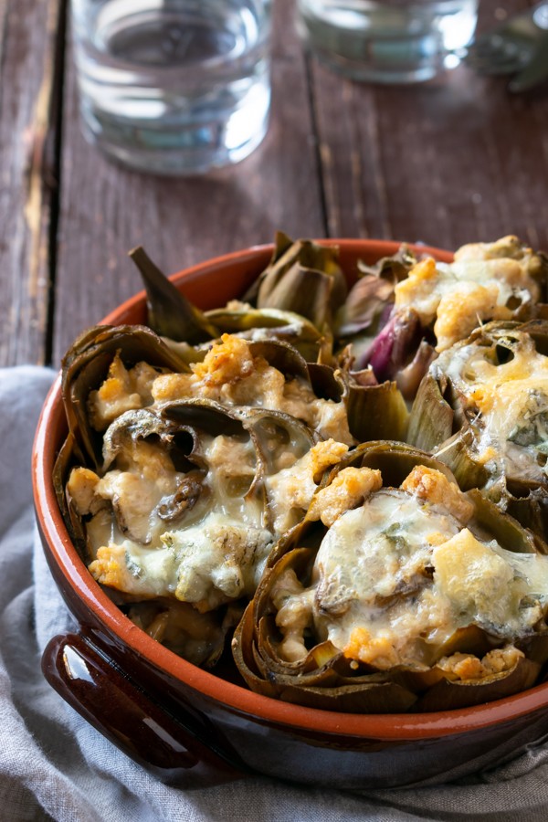 Keto Buffalo Chicken Stuffed Artichokes