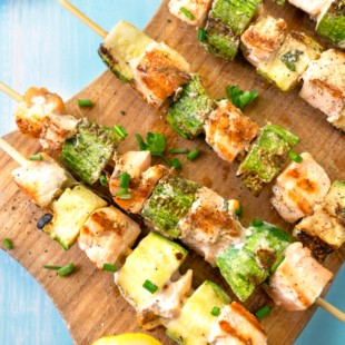 Keto Lemon Butter Grilled Salmon Kebobs