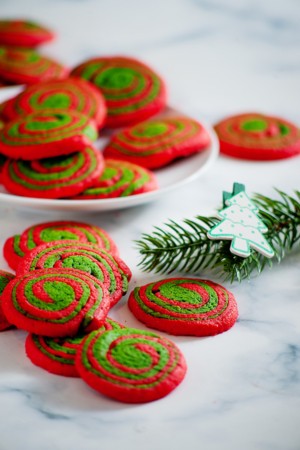 Red and Green Spiral Cookies