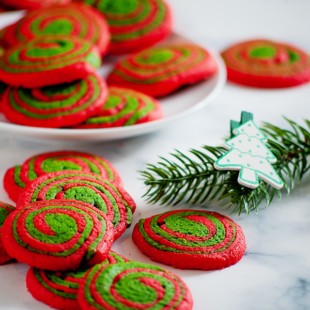 Red and Green Spiral Cookies