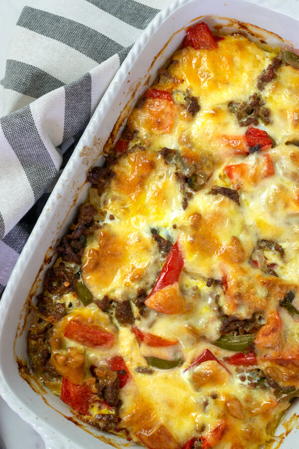 Keto Philly Cheesesteak Casserole