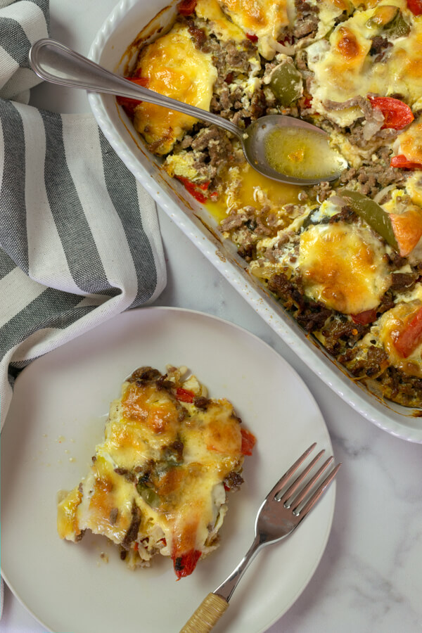 Low Carb Philly Cheesesteak Casserole